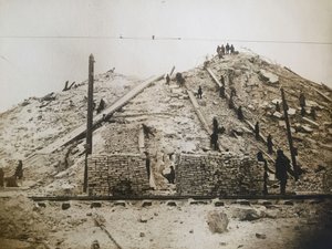 Preparación del lugar para la construcción del Palacio de los Sóviets