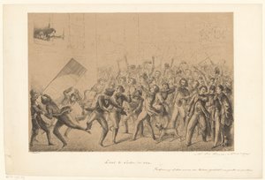 Los estudiantes que celebran saludan a su ídolo Franz Liszt Liszt en Leiden en 184* (título sobre objeto) Desde el pasado (título de la serie) de Alexander Ver Huell (signed by artist)