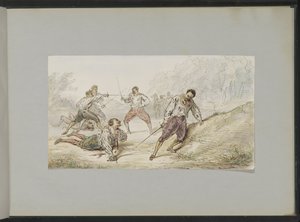 Paisaje con hombres en duelo
