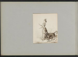 Mujer caminando con perro