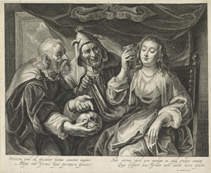 Mujer con peine se mira en un espejo Nosce te Ipsvm (título sobre objeto) de Alexander Voet (II)
