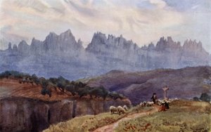 Las montañas de Montserrat desde Manresa, cerca de Barcelona
