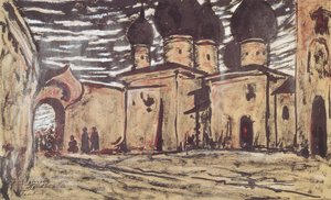Diseño de escenario para la ópera La doncella de Pskov de N. Rimsky-Korsakov, ca 1901 de Alexander Yakovlevich Golovin