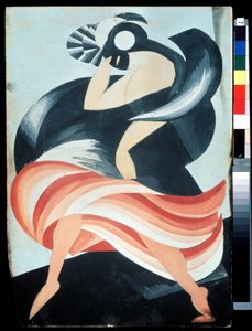 Disfraz de "máscara femenina" para un personaje de "Romeo y Julieta" de William Shakespeare. Gouache de Alexandra Alexandrovna Exter (1882-1949) 1921 State Central A. Museo del Teatro Bakhrushin, Moscú, Rusia