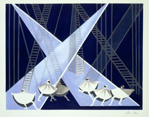 Escenografía para un ballet, ilustración de "Maquettes de Theatre" de Alexandra Exter, publicada en la década de 1920 (litografía)