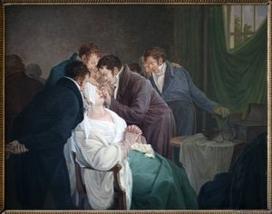 La operación de la catarata por el Barón Guillaume Dupuytren (1777-1835). Pintura de Alexandre Jean Drahonet, seudónimo de Alexandre Jean Dubois (1791-1834), óleo sobre madera de Alexandre Jean Dubois Drahonet