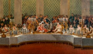 El banquete por el matrimonio de Napoleón Bonaparte (1769-1821) y Marie-Louise de Habsburgo-Lorena (1791-1847) 1810 - (detalle) del banquete de la boda de Napoleón I y Marie-Louise en el teatro del Palais des Tuileries, 2 de abril de Alexandre Dufay