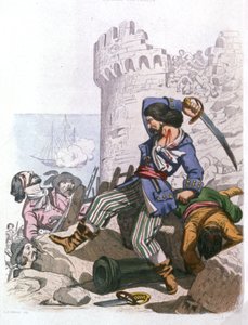 Grammont, pirata francés, c. 1850 (grabado) de Alexandre (after) Debelle