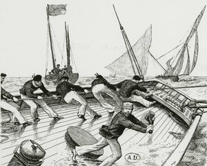 Carrera de vela: Le turn du Bateau-Buoée - dibujo de A. Brun, Bibl. des Arts Deco de Alexandre Brun