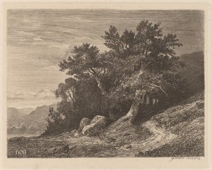 Árboles antiguos en una ladera de Alexandre Calame
