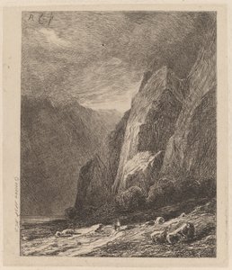 Acantilados en una tormenta de Alexandre Calame