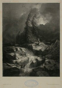 Torrente de montaña en la tormenta de Alexandre Calame