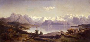 Paisaje suizo con lago de Alexandre Calame