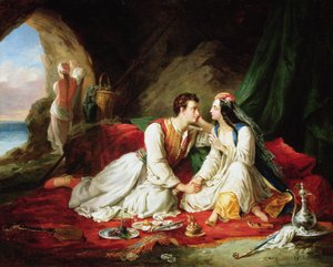 Byron como Don Juan, con Haidee, 1831 de Alexandre Colin