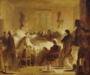 Los Últimos Momentos de Charles-Ferdinand de Francia (1778-1820) en la Sala de Administración de la Ópera de París, 14 de Febrero de 1820 de Alexandre Evariste Fragonard