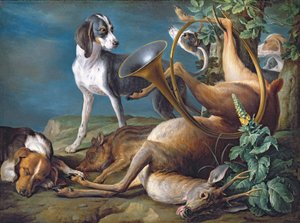 Naturaleza Muerta de Caza Muerta con Perros, 1730