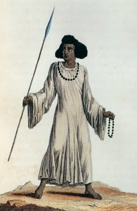 Nativo de la región del Alto Nilo con vestimenta típica, impresión en color de Nicolas Toussaint Charlet