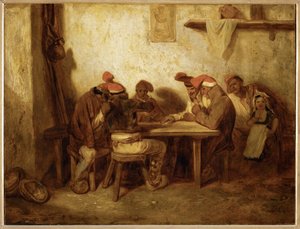 Españoles jugando a las cartas, también conocidos como Los Catalanes ... de Alexandre Gabriel Decamps