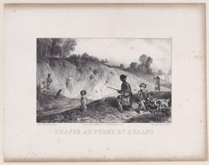 Cazando un hurón con blancos, de la serie Escenas de caza, 1829 de Alexandre Gabriel Decamps