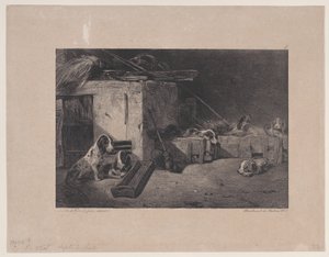 Interior del Canil, de la serie Escenas de Caza, 1829 de Alexandre Gabriel Decamps