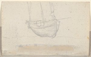 Vista de un pueblo (verso: barco) de Alexandre Gabriel Decamps