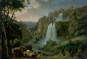 La Cascada de Tívoli con el Templo de la Sibila de Alexandre Hyacinthe Dunouy