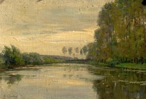 Escena del río, el Bajo Loira, Francia de Alexandre Jacques Chantron
