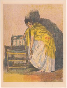 Una mujer española se pone un zapato de Alexandre Lunois (signed by artist)