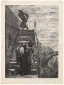 Lavanderas bajando una escalera Quai de Alexandre Lunois