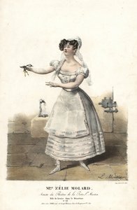 La bailarina Miss Zelie Molard y Louise en Le Deserteur por Francois-Alexis Blache Jr., coreografiado por Dauberval, Theatre de la Porte St. Martin de Alexandre Marie Colin