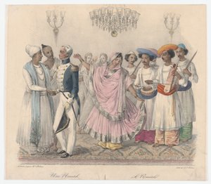 Une Nautch, de Veinticuatro Placas Ilustrativas de Costumbres Hindúes y Europeas en Bengala, 1832 de Alexandre Marie Colin