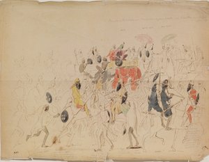 Encuentro del Maharajá Sher Singh de Punjab y el embajador británico Clark en 1842 de Alexei Dmitriyevich Saltykov