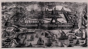 El monasterio de la Transfiguración de Solovetsky en las islas Solovetsky, 1744 de Alexei Fyodorovich Zubov