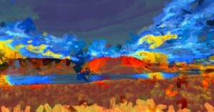 Paisaje con lago,2020,(técnica mixta)