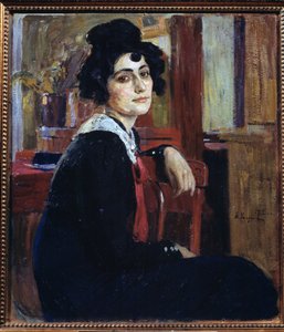 Una francesa (Una francesa). Pintura de Alexei Mikhaylovich Korin (Korine) (1865-1923), óleo sobre lienzo de Alexei Mikhailovich Korin