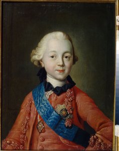 Retrato del Gran Duque Pavel Petrovich Romanov (1754-1801) cuando era niño. Se convertirá en zar de Rusia con el nombre de Pablo I. (Retrato del Gran Duque Pavel Petrovich de niño). Pintura de Alexei Petrovich Antropov (1716-1795) de Alexei Petrovich Antropov
