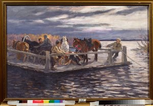 Un vat (A Ferry) - Pintura de Alexei Stepanovich Stepanov (1858-1923), óleo sobre lienzo, hacia 1900 - Arte ruso, principios del siglo XX - Museo Estatal al Aire Libre Rostov Kremlin, Rostov (Rusia) de Alexei Steipanovitch Stepanov