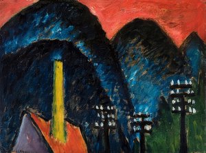 Montañas azules (Paisaje con chimenea amarilla). 1912 de Alexej von Jawlensky