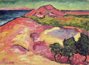 Escena costera con Red Hill de Alexej von Jawlensky