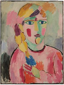 Chica con ojos azules y una coleta, c.1916 de Alexej von Jawlensky