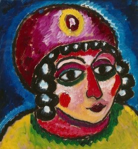 Cabeza de niña con turbante rojo y agrafe amarillo (Princesa bárbara). Hacia 1912 de Alexej von Jawlensky