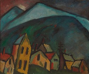 Paisaje de montaña con casas de Alexej von Jawlensky