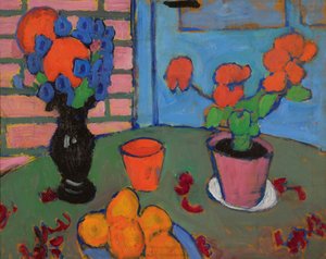 Naturaleza muerta con flores y naranjas de Alexej von Jawlensky