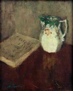 Naturaleza muerta con jarra y libro de Alexej von Jawlensky