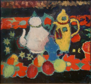 Naturaleza muerta con jarra amarilla y blanca de Alexej von Jawlensky