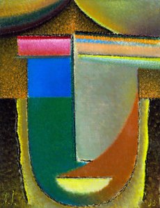 Rostro abstracto (África). (Cabeza abstracta. África). Pintura de Alexei von Javlensky (Alexi von Jawlensky, Alexej von Javlenski) (1864-1941), óleo sobre cartón de Alexej von Jawlensky