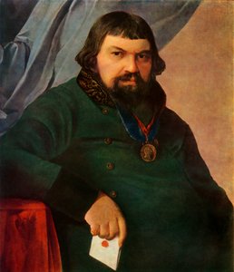 Retrato de Obrazstsov, un comerciante de Rshev, 1830s, 1965 de Alexey Venetsianov