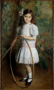 Hija del artista en el aro Pintura de Alexis Axilette (1860-1931) 1909 Angers, musee des Beaux Arts - Hija del artista con un aro. Pintura de Alexis Axilette (1860-1931)
