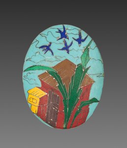 Juego de cuatro relicarios (oro y esmalte cloisonné)