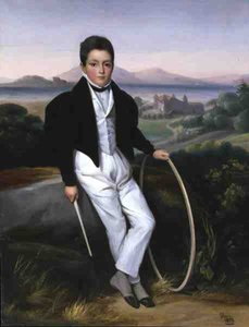 Retrato de un niño con un aro, dicho ser Ferdinando María de Saboya de Alexis Leon Louis Valbrun